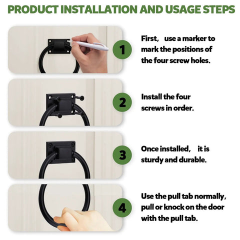 Installation guide for Three Pack Black Sliding Barn Door Ring Pulls With Screws Zinc Alloy Door Handles