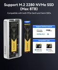 Legit External M.2 NVMe SSD Adapter For PCIe 5.0 Drives With Blazing Speeds Up To 8TB Featuring Dead Silent Cooling with detailed view.