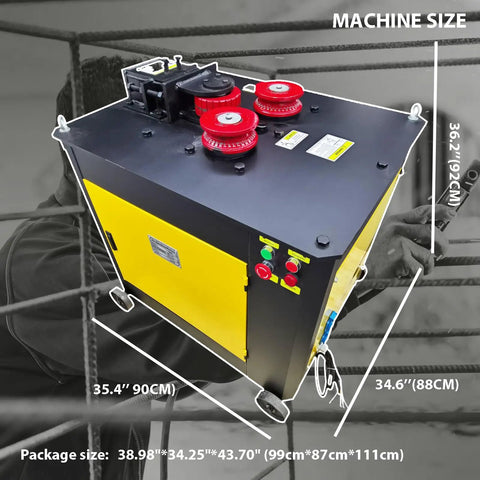 Electric Rebar Arc Bender For Steel Bars Creating Perfect Circles In Seconds With 4KW Motor, dimensions 35.4" x 34.6" x 36.2".