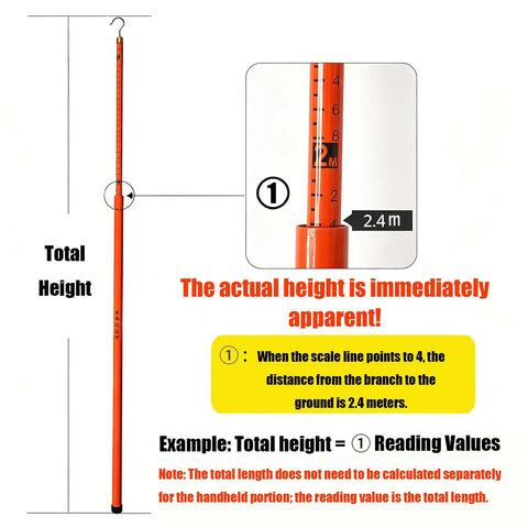 Adjustable Surveying Rod Pro-Grade Aluminum Pole Extends From 16.4 To 59.1 Ft showing height measurement detail, 2.4m mark highlighted.