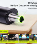 Close-up of 2 Hole Paper Punch With Adjustable 70Mm Or 80Mm Spacing And 6Mm Hole showing hollow cutter head design and assembly steps.