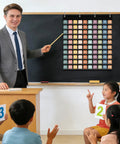 Teacher using Boho Hundred Pocket Chart with 100 pockets and 150 double-sided number cards in classroom.