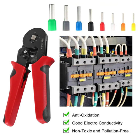 Self-Adjusting Ratchet Wire Crimping Tool Kit For Automotive And Electrical Work, 400 Terminals Included, and connectors
