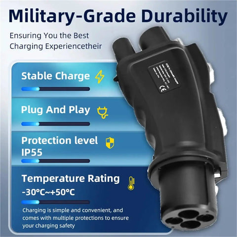 Top Notch Dc Fast Charging Adapter quickly plugs CCS1 stations into your Chademo rig with military-grade durability features.