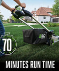 Electric Cordless Self Propelled Lawn Mower With 22 Inch Aluminum Deck Select Cut And Touch Drive mowing lawn