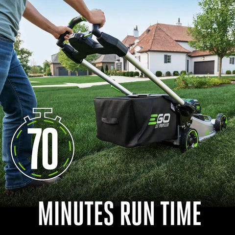 Electric Cordless Self Propelled Lawn Mower With 22 Inch Aluminum Deck Select Cut And Touch Drive mowing lawn