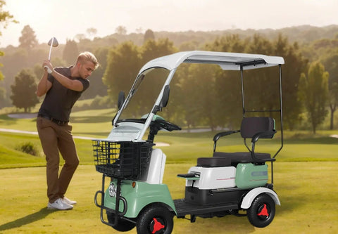 60V Electric Golf Cart For Adults Built Heavy With An 800W Motor And 30Ah Lithium Pack Cruising Smooth At 13 Mph While Packing 440 Lbs For Lazy Neighborhood And Resort Days on golf course