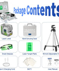 Green Laser Level With 55 Inch Tripod, Self Leveling 150 Ft Range, Pulse Mode Up To 200 Ft, Cross Line Tool For Picture Hanging, Tile, DIY And Construction, Rechargeable, Hard Case package contents