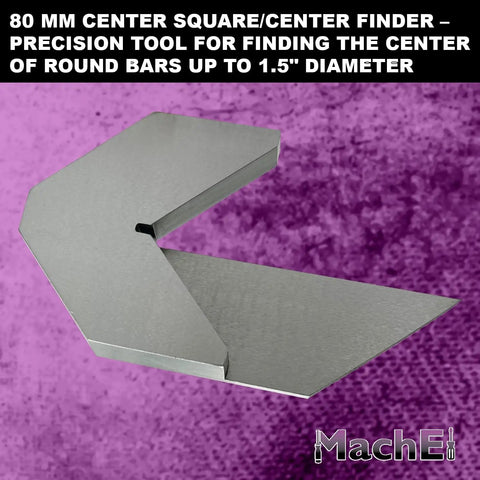 Top Shelf Center Square And Precision Center Finder For Round Bars Up To 1.5 Inch Diameter Crafted From Cold Rolled Steel, 80mm size.