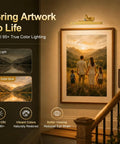 Premium Rechargeable Motion Sensor Picture Light Gold Wall Mounted Frame Illuminator illuminating art with warm true color glow.