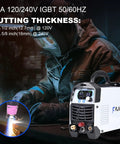 Worker using 65 Amp Non Touch Pilot Arc Plasma Cutter for Home Shop Use 120 and 240V Dual Voltage with Digital Display