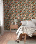 Top Shelf Botanical Chintz Matte Wallcovering With A Crisp Linen Texture PVC Free Durable Coating in a cozy bedroom setting.