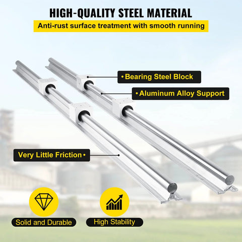 Happybuy linear rail kit: two silver aluminum SBR20 rails with white SBR20UU bearing blocks