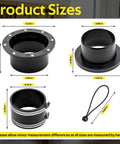 4-inch magnetic dust collection kit parts: magnetic connector, 2 steel port receivers, 2 rubber hose couplers, 2 bungee cords.