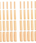 Wood Dowel Pin Kit 500 Pcs Fluted Beveled Hardwood Connectors For Furniture Assembly displayed in neat rows