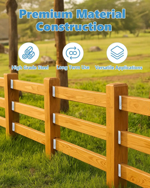 Heavy Duty 2x4 Fence Brackets for Wood Posts 100 Pack Deck Railing Brackets 1mm Thick Steel for 2x4 Posts Screws Not Included Built To Last For Fencing And Deck Railings