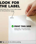 Printable vinyl sticker paper sheet, 8.5x11 inches, white glossy front side shown with peel-back liner.