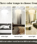 Ceiling Fan Light With Remote, Dimmable LED, Four Speeds, 3000K To 6500K, Up To 1000 Lumens, Two In One Socket Light, 28 Inch Ceiling Fixture for varying color temperatures in different room settings.