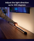 White And Color Ambiance Smart LED Tube For Immersive Gaming And TV Experiences 1 Pack Sync With TV Music And Gaming Requires Bridge And Sync Box Control With App Or Voice being adjusted on a shelf