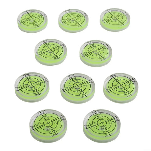 Circular for spirit Level 32mm High Translucent for acrylic Body, set of 10 levels showing accurate measurement lines.