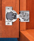 Soft Closing Cabinet Hinges 100 Pack One Half Inch Overlay Self Closing Kitchen Hardware Nickel Plated 105 Degree