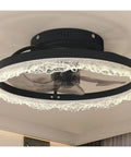 Chandelier, ARLGSITE 16" Smart Silent Ceiling Fan with Light -Acrylic Flush Mount LED Lamp with hidden blades, top view.