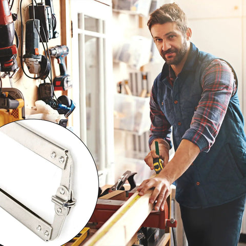 Man in workshop using 3 Pack 18 Inch Deep C Clamps With Swivel Pads, Heavy Duty Welding Clamps for woodworking project.