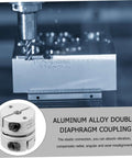 Top Notch Aluminum Alloy Flexible Shaft Coupling For Stepper Motors, CNC And 3D Printers With Secure Clamp Style Easy Install Keyed Design Handles Misalignment Like A Boss. Aluminum alloy double diaphragm coupling shown in CNC milling demo