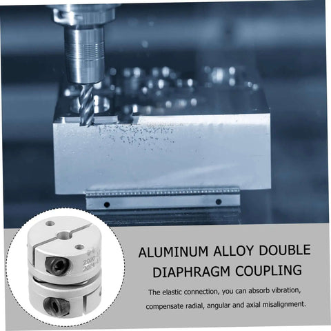 Top Notch Aluminum Alloy Flexible Shaft Coupling For Stepper Motors, CNC And 3D Printers With Secure Clamp Style Easy Install Keyed Design Handles Misalignment Like A Boss. Aluminum alloy double diaphragm coupling shown in CNC milling demo