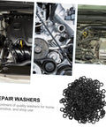 500 Piece Wave Washer Gasket Kit With Crinkle Spring Steel, Heavy-Duty Compression Type Washers For Fasteners, Durable Wave Washers For Auto, Plumbing, And DIY Projects, Your-Go-To All-Purpose Set; black repair washers in engine use