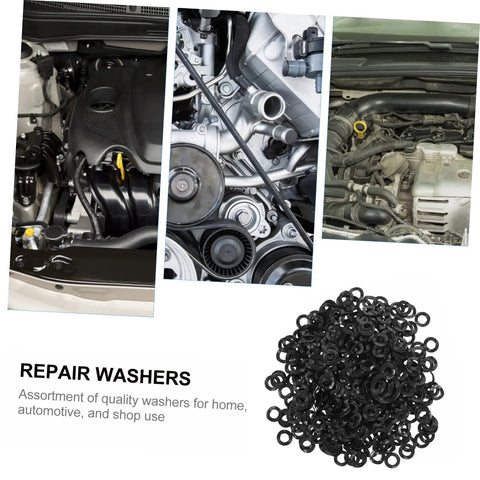 500 Piece Wave Washer Gasket Kit With Crinkle Spring Steel, Heavy-Duty Compression Type Washers For Fasteners, Durable Wave Washers For Auto, Plumbing, And DIY Projects, Your-Go-To All-Purpose Set; black repair washers in engine use
