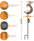 Dimensions and features of Solar Powered Angel Moon Dope Crackle Glass Globe Path Lights For Garden Lawn Patio Or Courtyard Waterproof