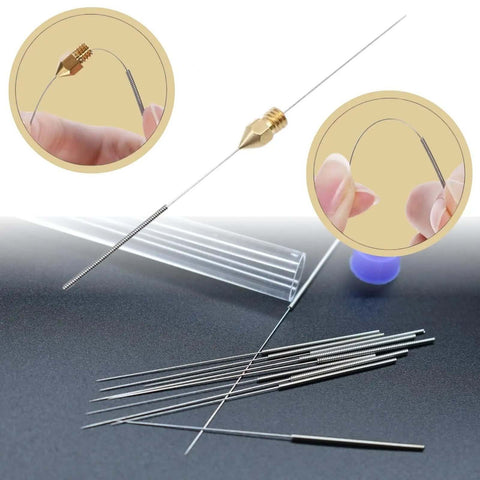 Cleaning needles for 30 Pack 0.4mm Brass Nozzles for Ender 3 V2 and Creality CR10 Series, close-up view with clear storage case