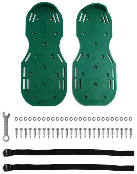 Lawn Aerator Shoes With Spikes For Soil Aeration Adjustable Straps And Heavy Duty Buckles One Size Fits All 13 Metal Spikes Per Shoe Easy To Install Green 1 Pack