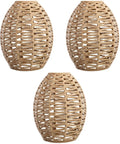 Cozy Vibe Handwoven Rope Pendant Lampshades Set Of Three For Living Room And Bedroom Ceiling Lights 9.64 By 21.25 By 7.08 Inches Wicker Light Shade Replacement in khaki paper rope.