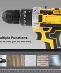 Pro Grade 21V Cordless Electric Drill Driver Kit With Two 1200 mAh Lithium Batteries and Multi Speed Settings for No Fuss Power and Kickass Performance Around The House close-up of drill power settings.