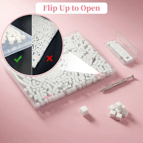 500 Piece Mini Nail Sponges Kit with Pickup Tool and Storage Box for Ombre Gradient Nail Art Gel Polish Blending Sponge Cubes
