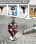 5-piece Amazon countersink drill bit set with 82-degree HSS bits and 1/4-inch hex shanks for wood, metal, and plastic.