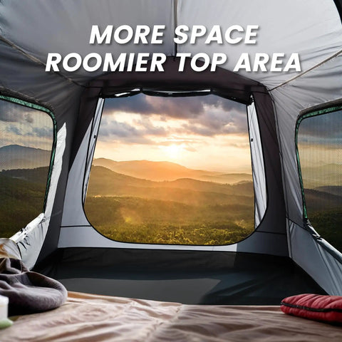 Interior view of Roomy Family SUV Tent For 5 To 9 People With 8ft L X 10.6ft W X 7.2ft H Center Height, showing spacious area.