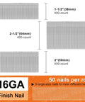 Built Tough 304 Stainless Steel Finish Nails 1200 Count 16 Gauge Bundle 2-1/2 2 1-1/2 Inch Assorted Collection Smooth Shooting overview.