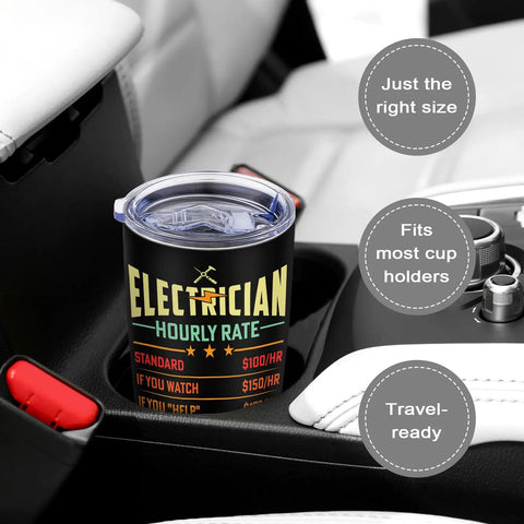 Electrician Gift For Men 20oz Travel Coffee Tumbler Mug With Meaningful Script in car cup holder