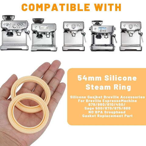 Hand holding 54mm Silicone Steam Ring Replacement Gasket Kit No BPA 5 Pack For 54mm Grouphead Espresso Machines