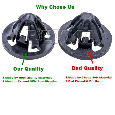 Comparison of Dodge Ram Tail Light Retainer Clips 15 Pack Fastener Assembly Grommets. High-quality vs. low-quality materials.