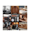 Leather and Vinyl Repair Gel Kit for Cars Couches Jackets and Furniture Quick Fix for Scratches Tears and Discoloration Red Color Match shown with applications on furniture, car interiors, shoes, handbags, and sofas.
