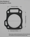 Head gasket dimensions for Non Hemi Gasket Set Kit For 212cc 224cc Small Engines, 70mm inner diameter, shown on white background