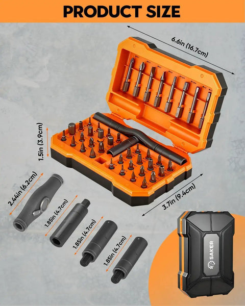 42 In 1 Magnetic Screwdriver Kit With Ratchet T Handle And Full Multi Bit Set For Home Computer Bicycle Furniture And DIY Projects Dark Orange in case