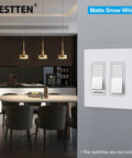 Matte Snow White 2 Gang Screwless Wall Plate Decorator Outlet Cover in modern kitchen setting