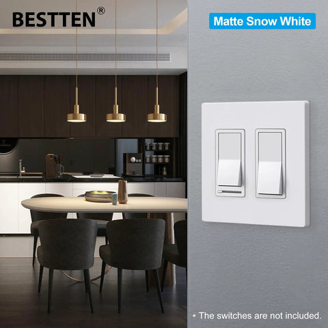 Matte Snow White 2 Gang Screwless Wall Plate Decorator Outlet Cover in modern kitchen setting