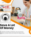 Woman using Soap Dispenser Conversion Kit With Kitchen Sink Extension Tube Lets You Pump Direct From The Big Bottle Fits Most Containers Made In USA No More Soap Shortages Easy Install For Home Kitchens And Busy Hands