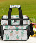 Cactus-patterned Insulated Picnic Backpack Cooler Tote For Women And Men Large 12x8.7x10 Inch Lunch Bag on grass